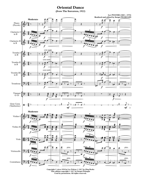 PULVER Lev: "Oriental Dance" from "The Sorceress" for Symphony Orchestra (Full score + set of parts) image number null
