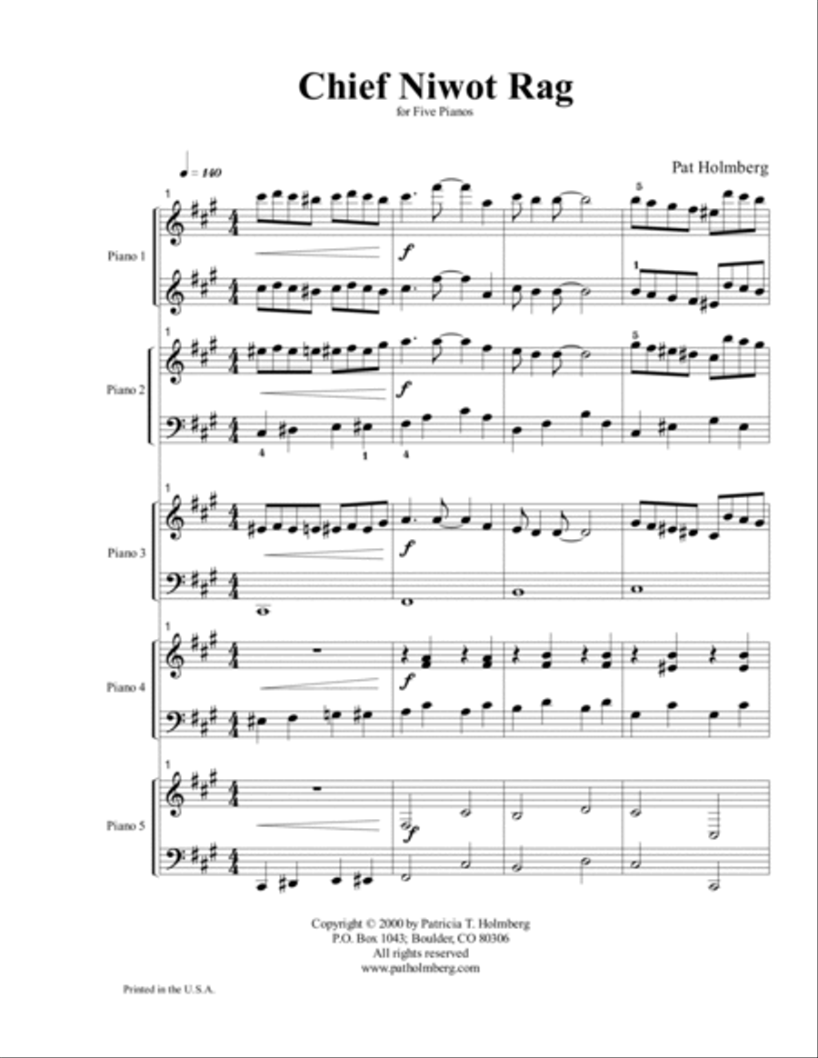Three Pieces for Five Pianos Piano Quintet scores gallery preview page 4