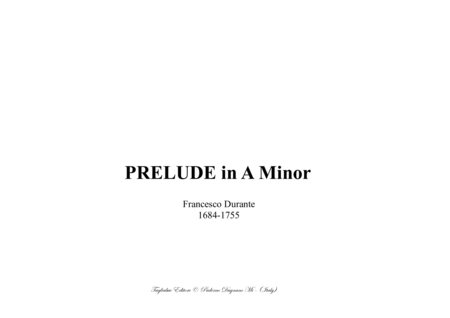PRELUDE in A Minor - F. Durante - For Organ image number null