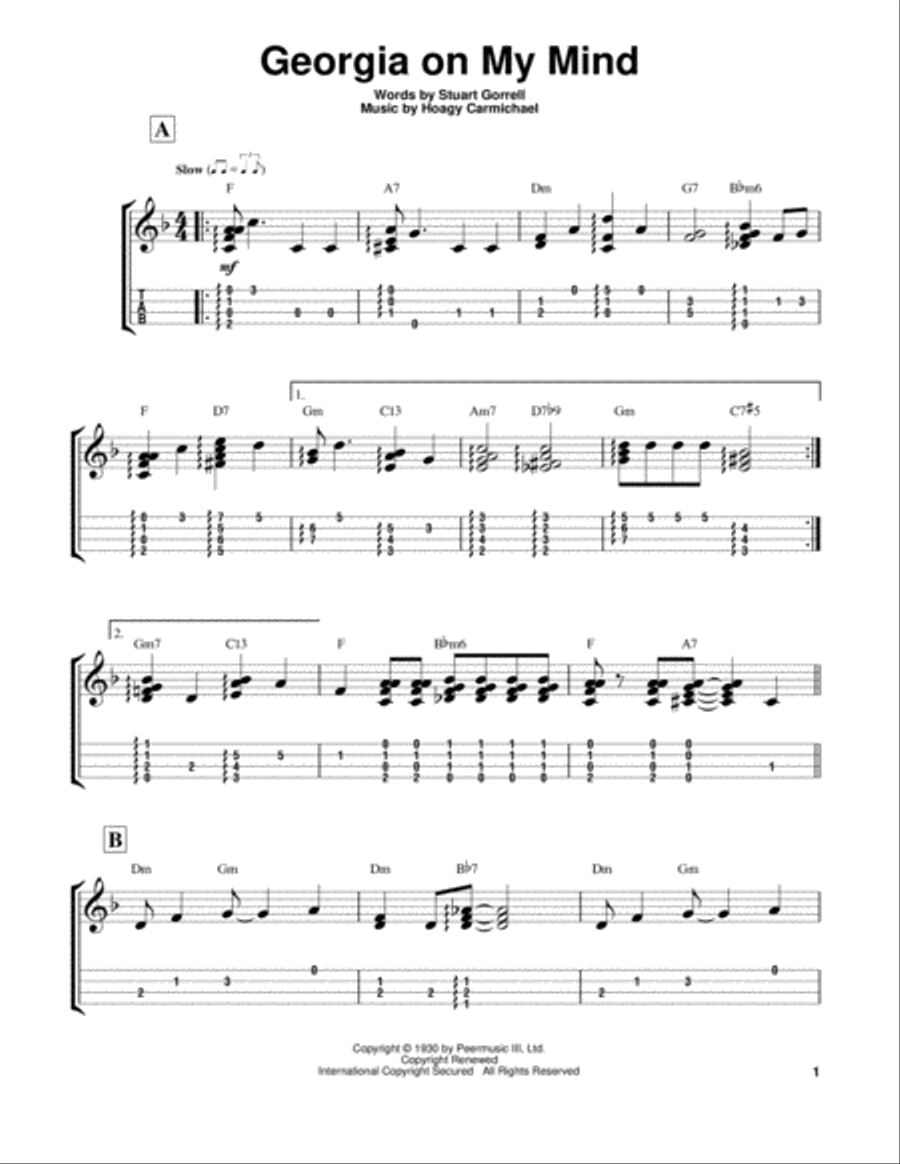 Georgia On My Mind Ukulele scores gallery preview page 1