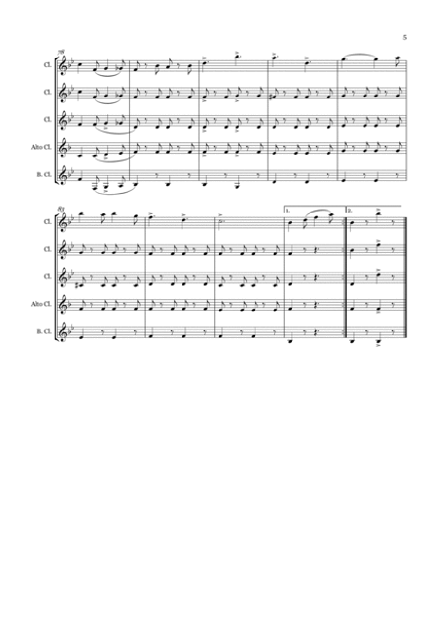 King Cotton March for Clarinet Quintet Clarinet Quintet scores gallery preview page 5