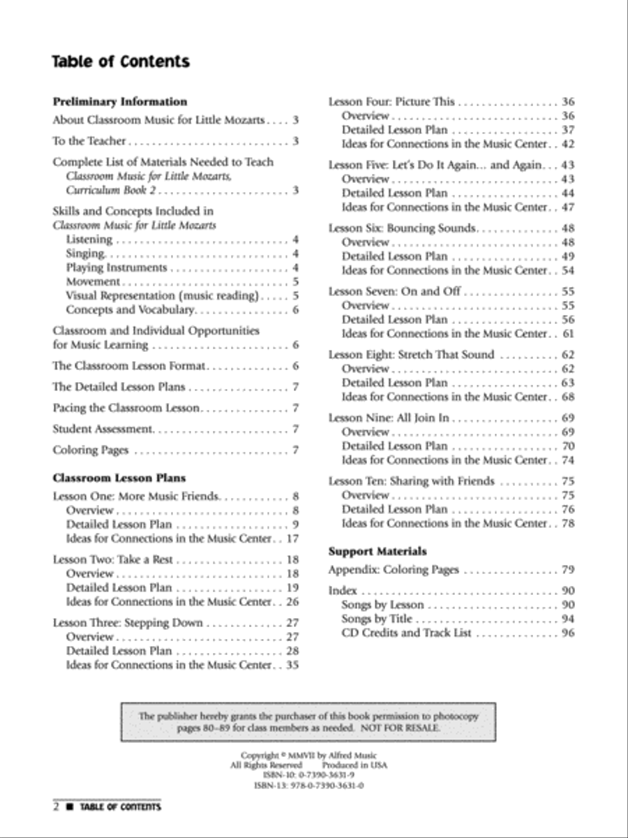 Classroom Music for Little Mozarts -- Curriculum Book & CD, Book 2 Piano Method scores gallery preview page 2