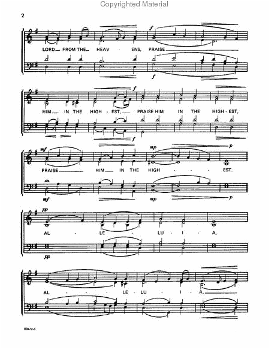 Praise the Lord from the Heavens 4-Part scores gallery preview page 3