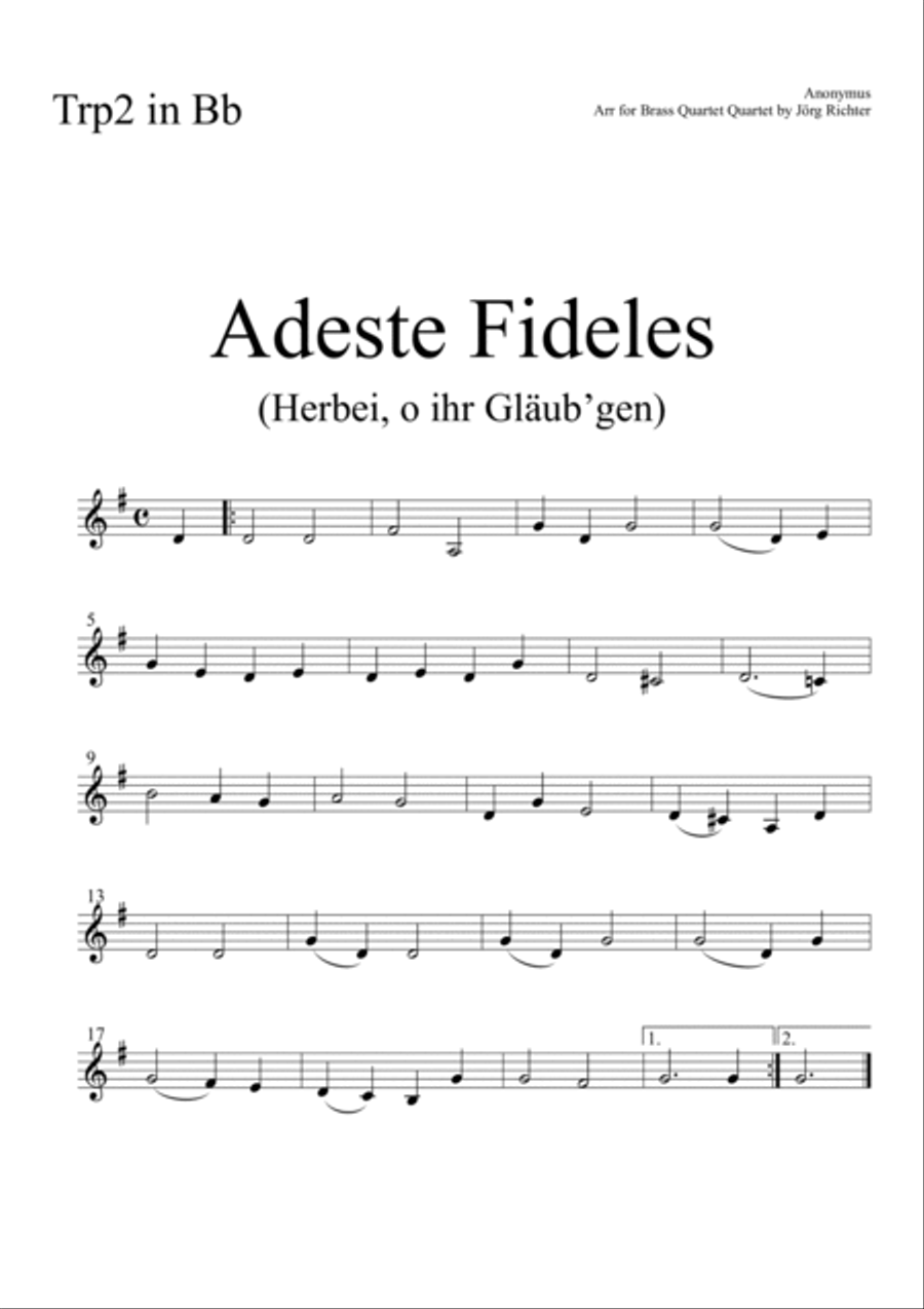 Adeste fideles (O Come All Ye Faithful) for Brass Quartet Brass Quartet scores gallery preview page 6