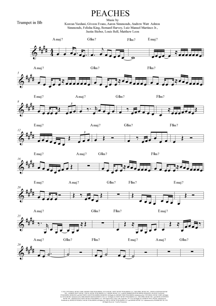 Peaches Trumpet Solo scores gallery preview page 1