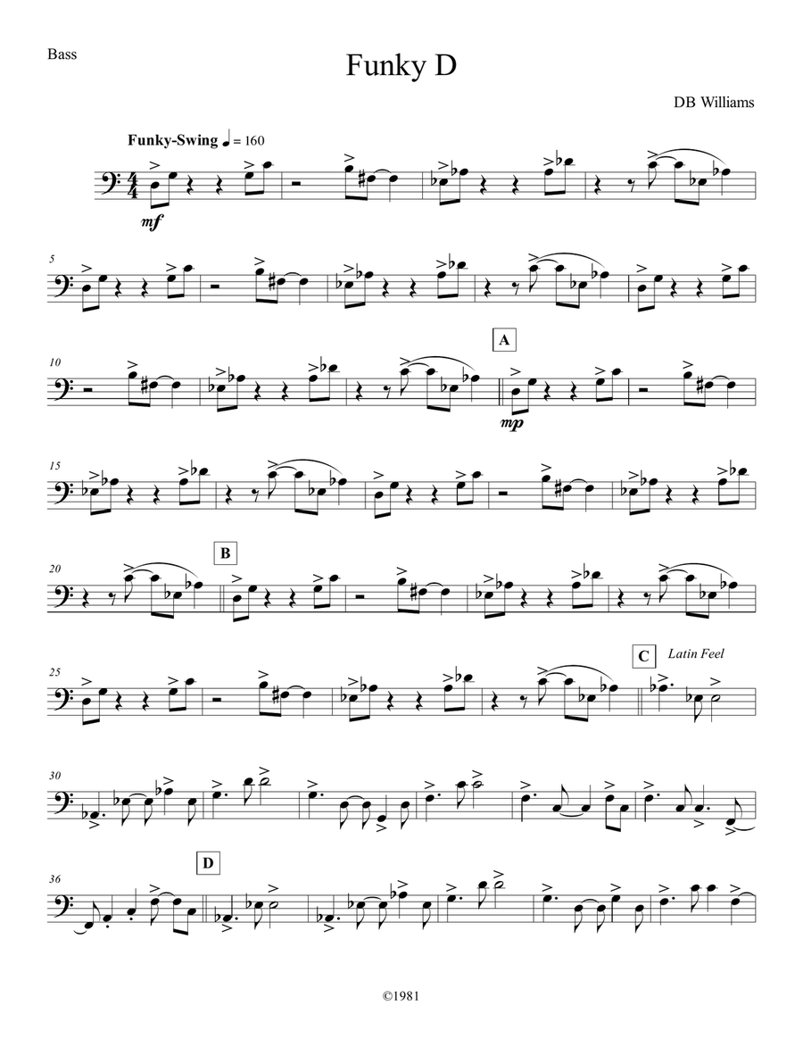 Funky D (Bass) Small Ensemble scores gallery preview page 1