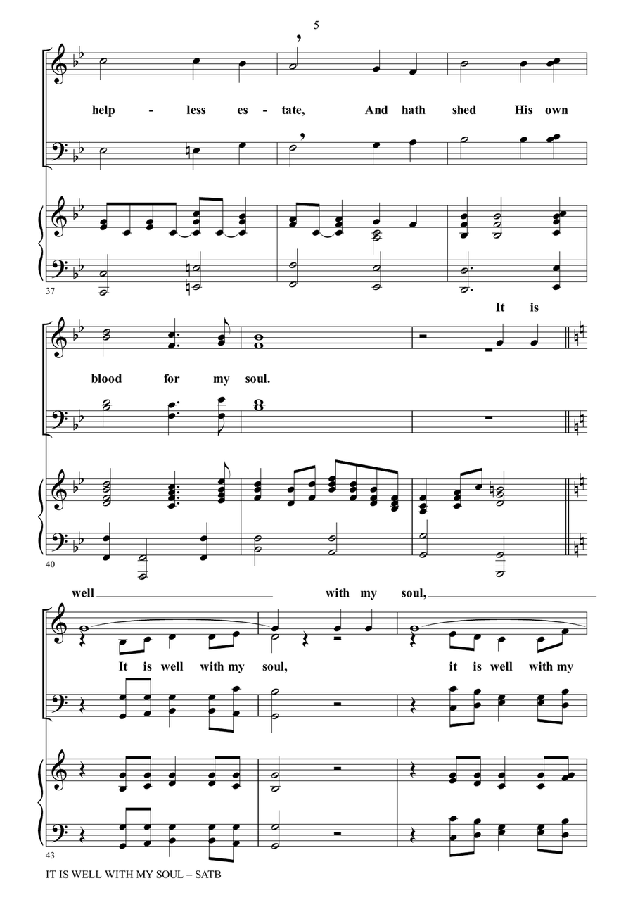 IT IS WELL WITH MY SOUL (Choir – SATB with Piano) 4-Part scores gallery preview page 6