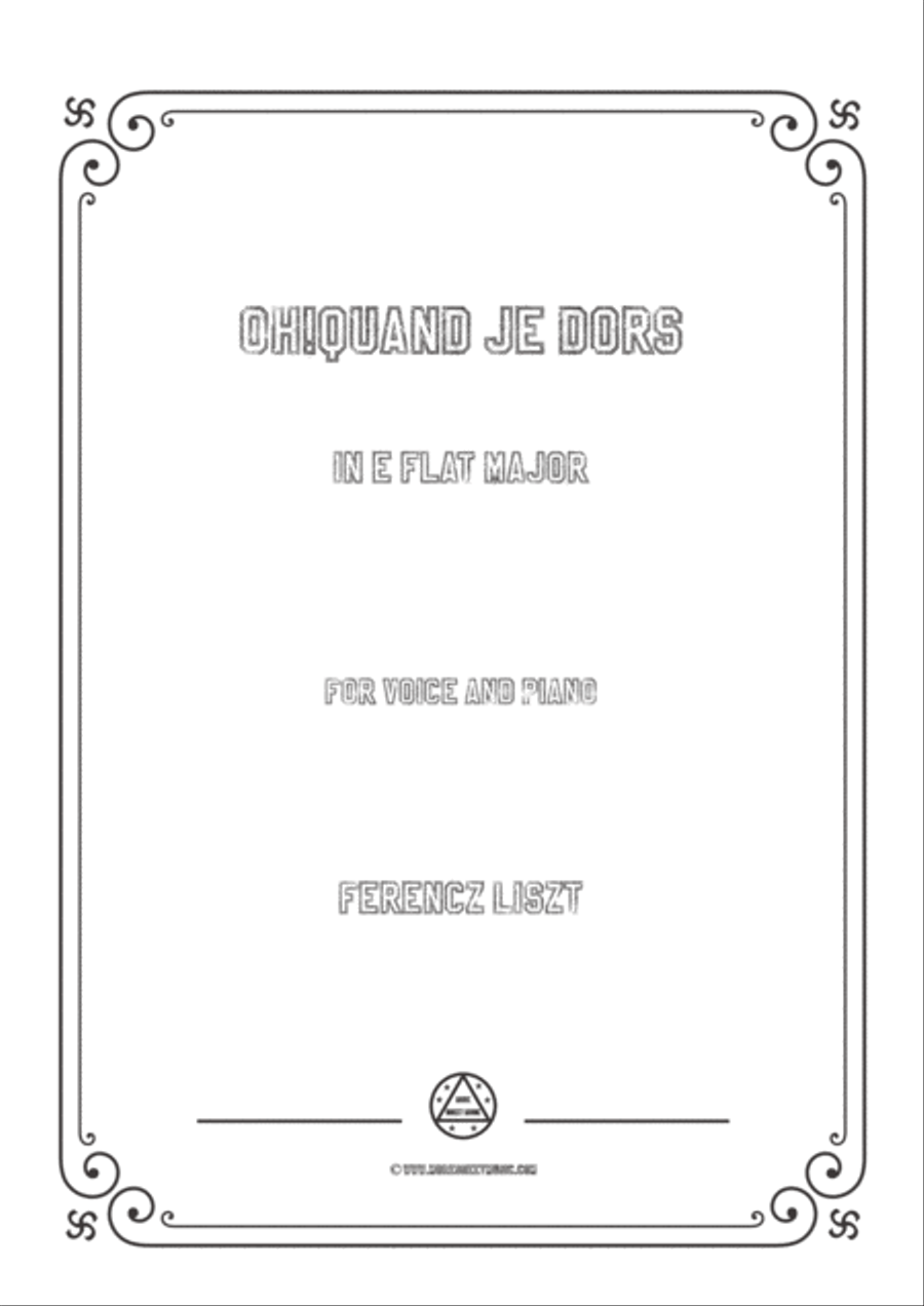Liszt-Oh!Quand je dors in E flat Major,for Voice and Piano Voice Solo scores gallery preview page 1