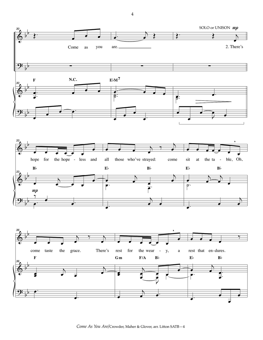 Come As You Are 4-Part scores gallery preview page 4