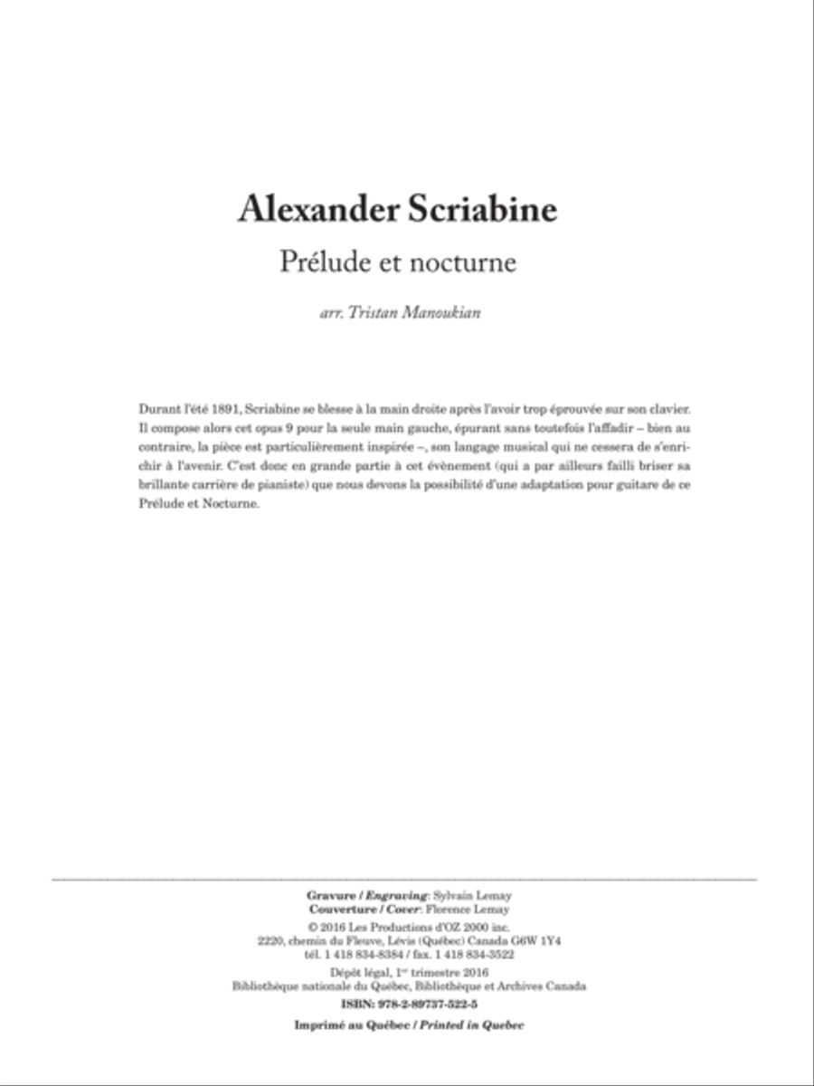 Prélude et nocturne Prélude et nocturne Classical Guitar scores gallery preview page 1