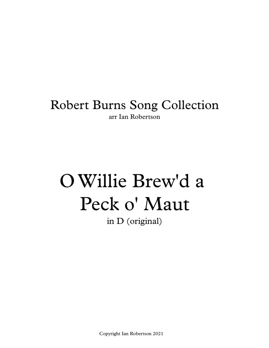 O Willie Brew'd a Peck o' Maut - in D (Burns) Voice scores gallery preview page 1