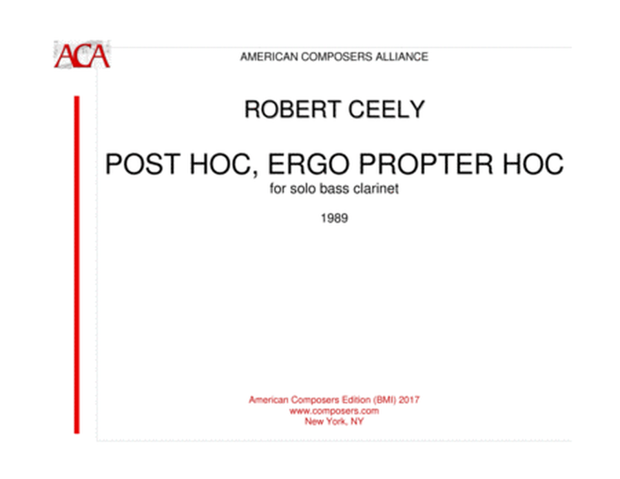 [Ceely] Post Hoc, Ergo Propter Hoc