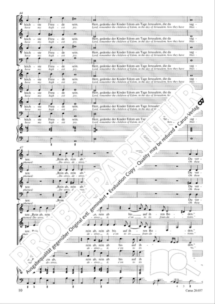 An den Wassern zu Babel sassen wir 4-Part scores gallery preview page 11