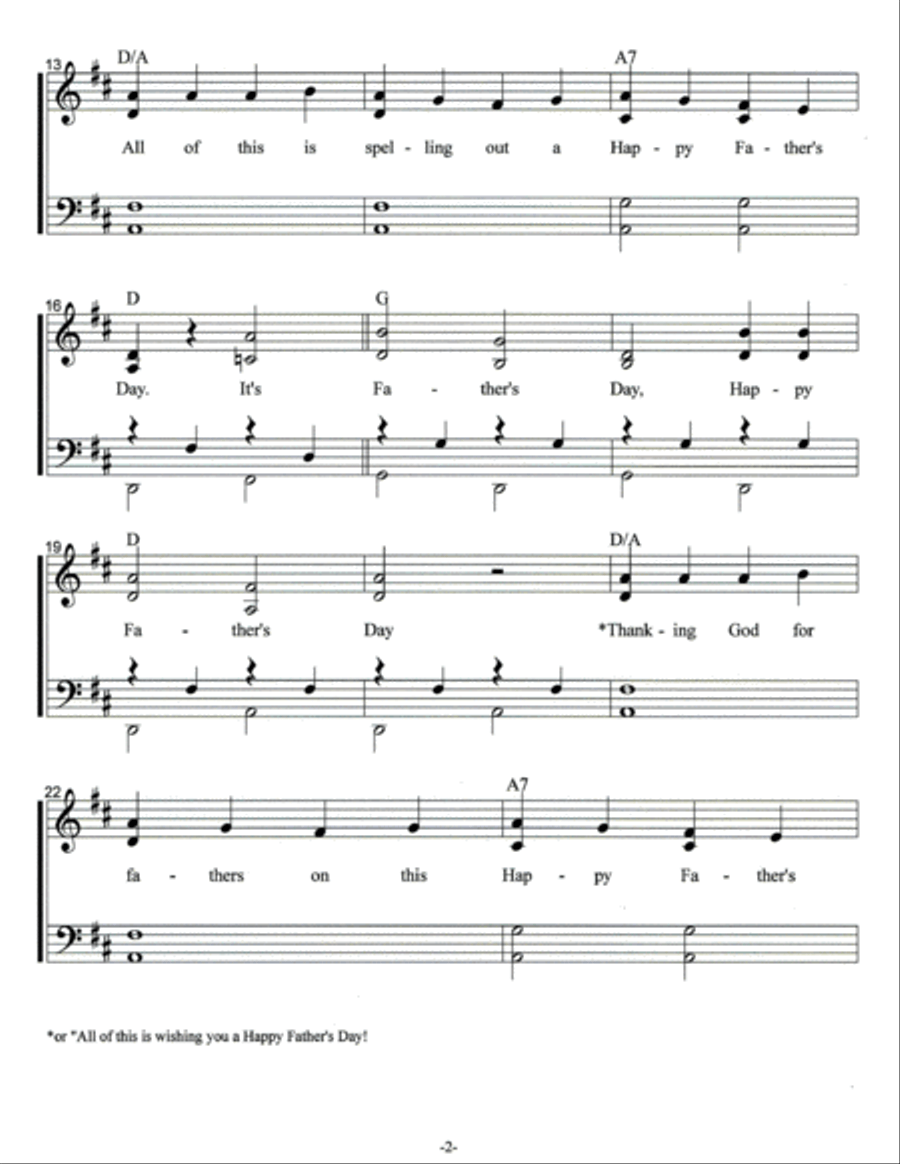 A Father's Day Song (accompaniment and lead sheet) Piano, Vocal, Guitar scores gallery preview page 2