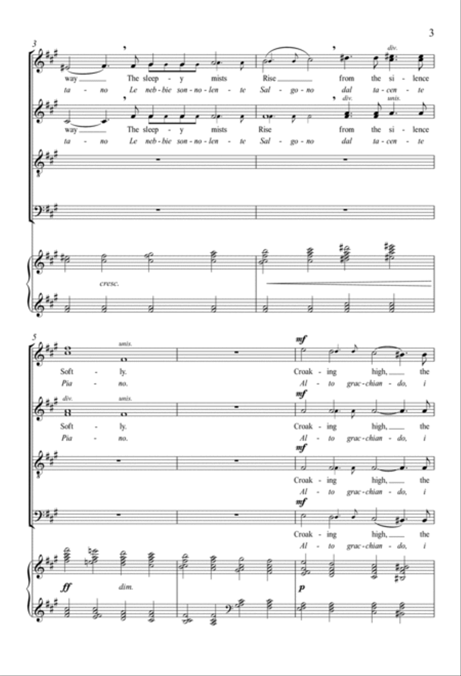 Mists (Nebbie) - Version for SATB Chorus and Piano 4-Part scores gallery preview page 3