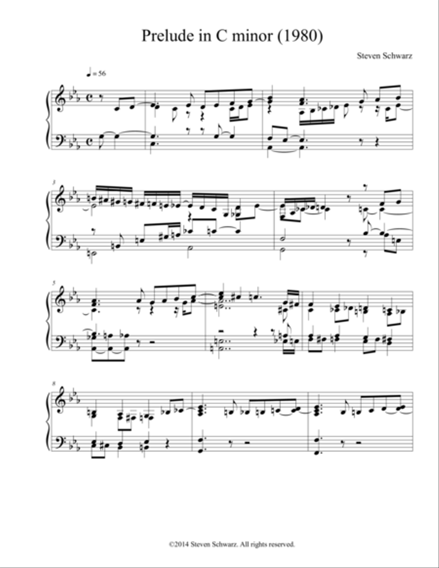 Prelude in C minor (1980) Piano Solo scores gallery preview page 1