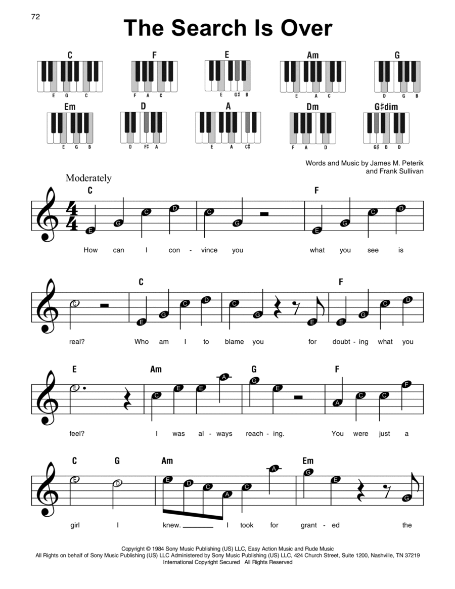 The Search Is Over Easy Piano scores gallery preview page 1