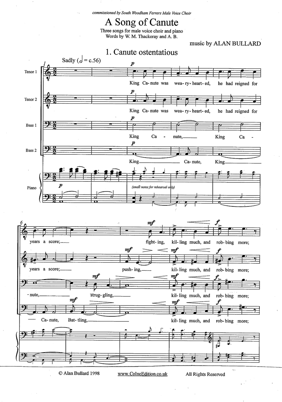 A Song of Canute (male voice choir and piano) TTBB scores gallery preview page 2