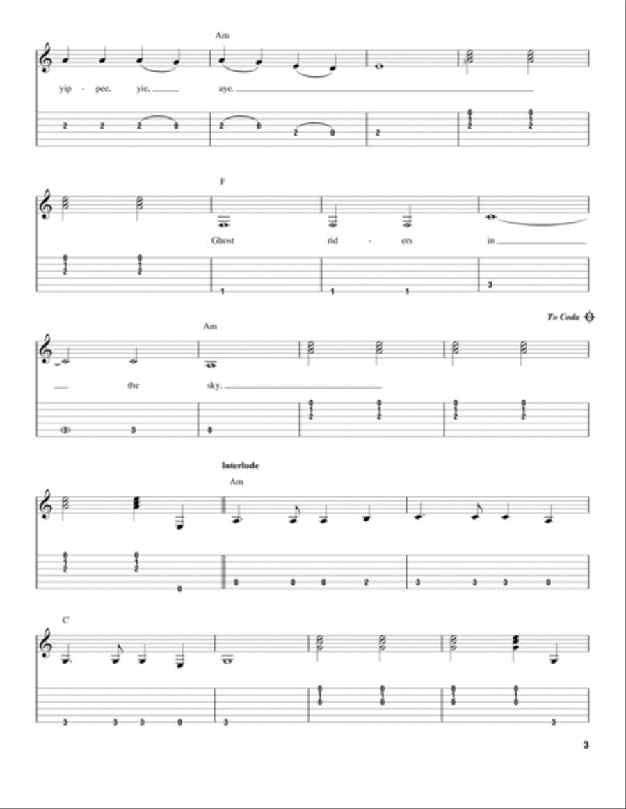 (Ghost) Riders In The Sky (A Cowboy Legend) Electric Guitar scores gallery preview page 3
