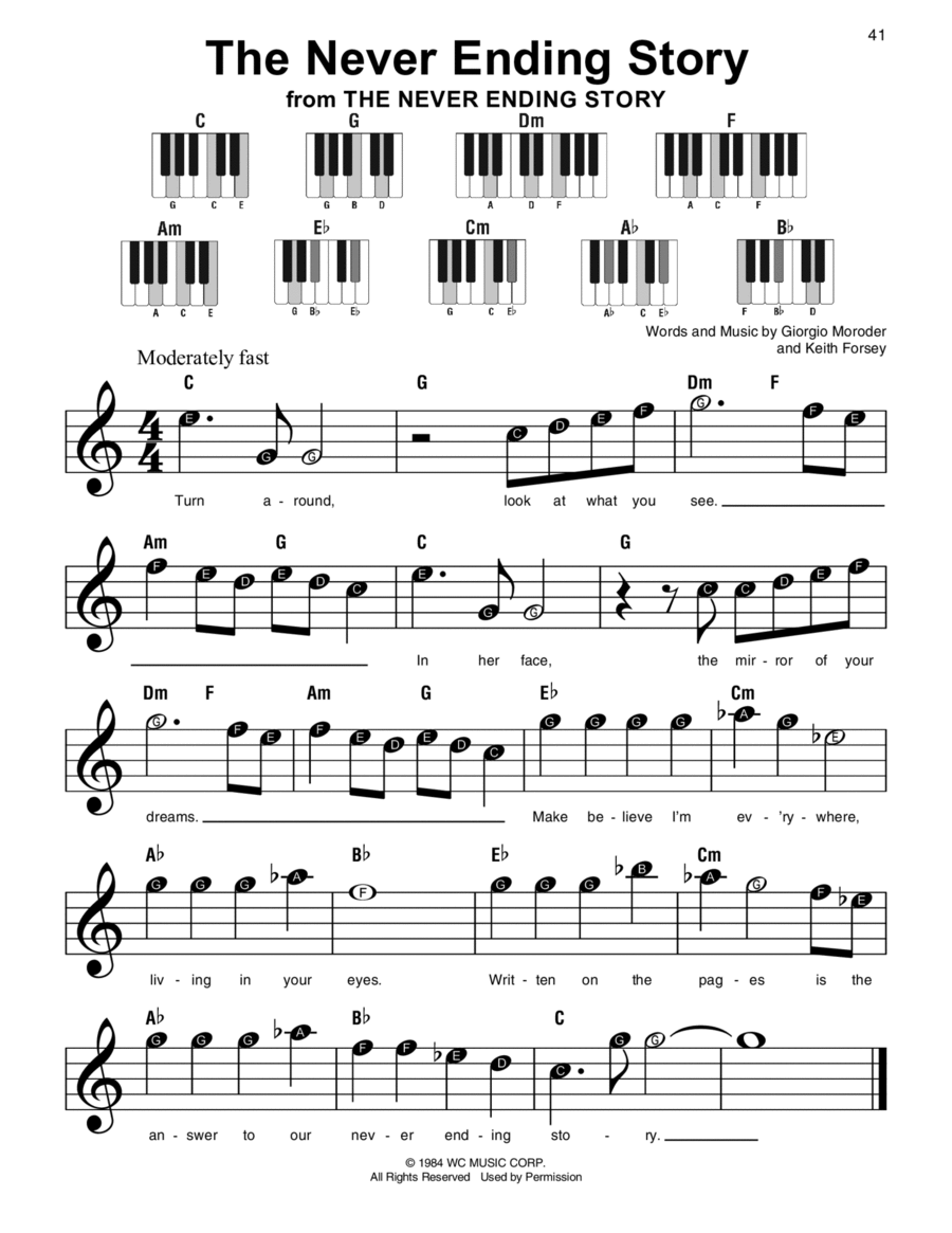 The Never Ending Story Easy Piano scores gallery preview page 1