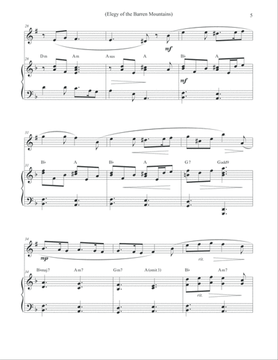 Elegy of the Barren Mountains - Clarinet & Piano Clarinet Solo scores gallery preview page 5