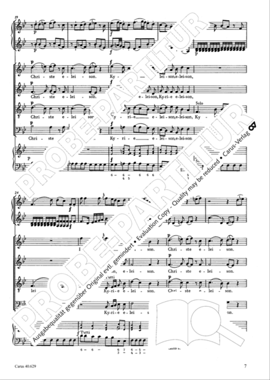 Missa brevis in B flat major 4-Part scores gallery preview page 8