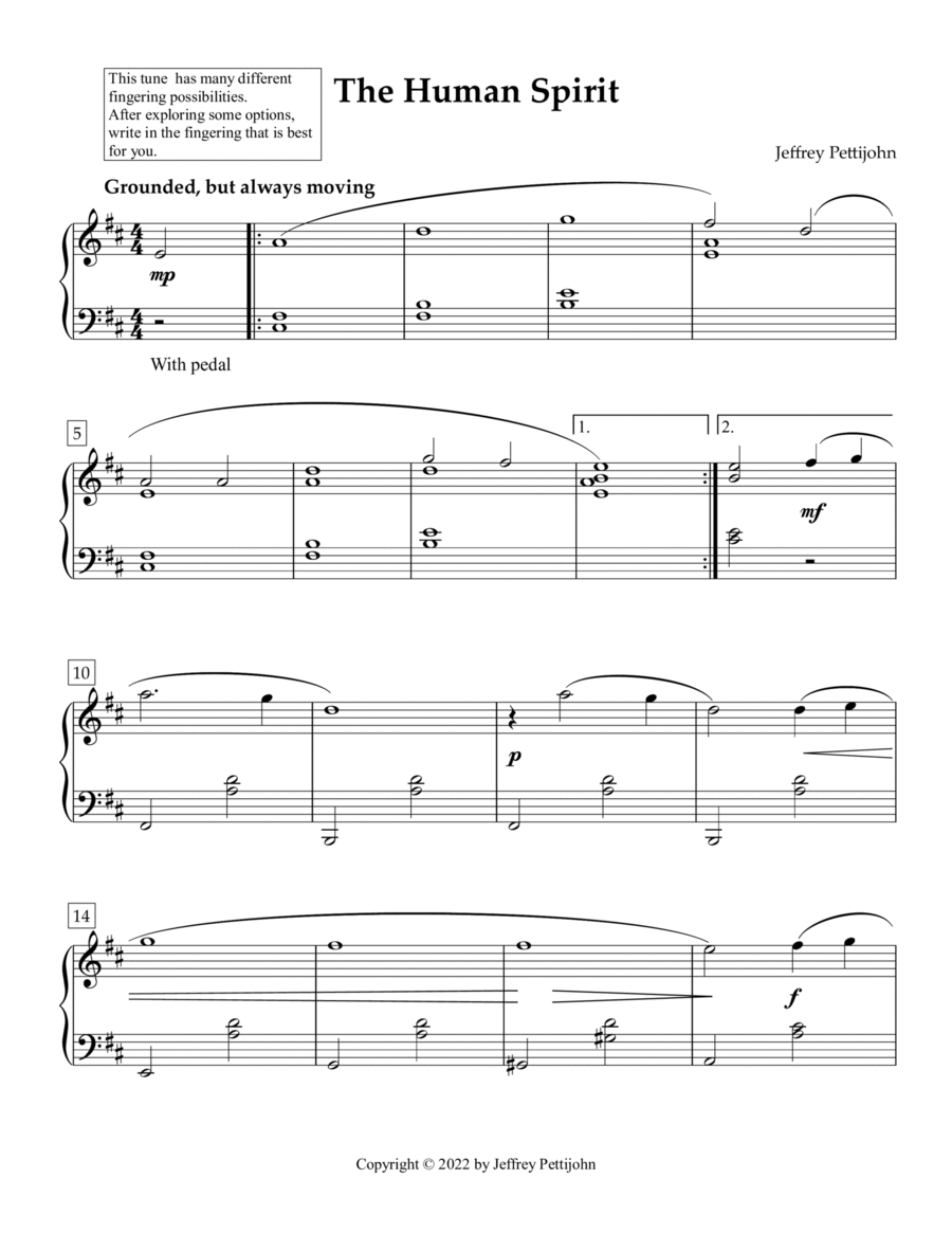 The Human Spirit Easy Piano scores gallery preview page 1