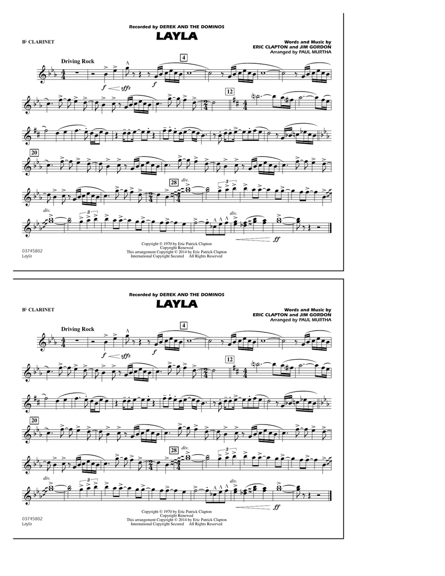 Layla - Bb Clarinet