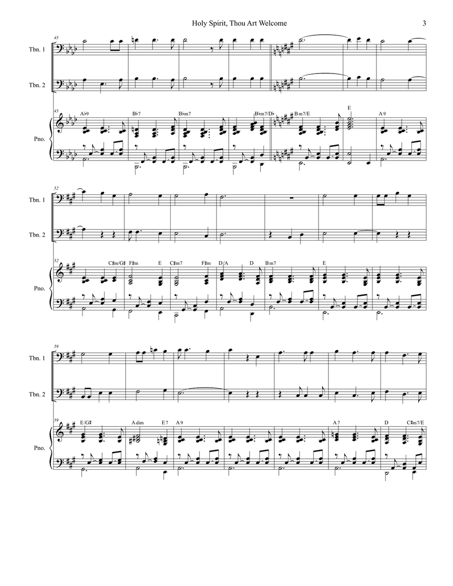 Holy Spirit, Thou Art Welcome Trombone Duet scores gallery preview page 3