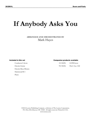 Book cover for If Anybody Asks You - Rhythm Score and Parts
