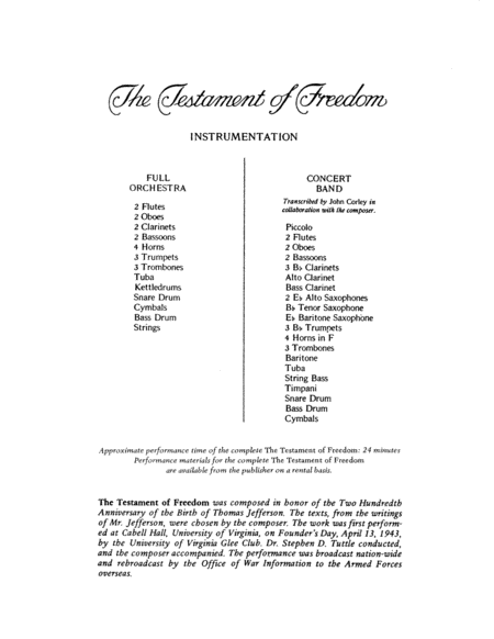 Two Passages from The Testament of Freedom (Downloadable)
