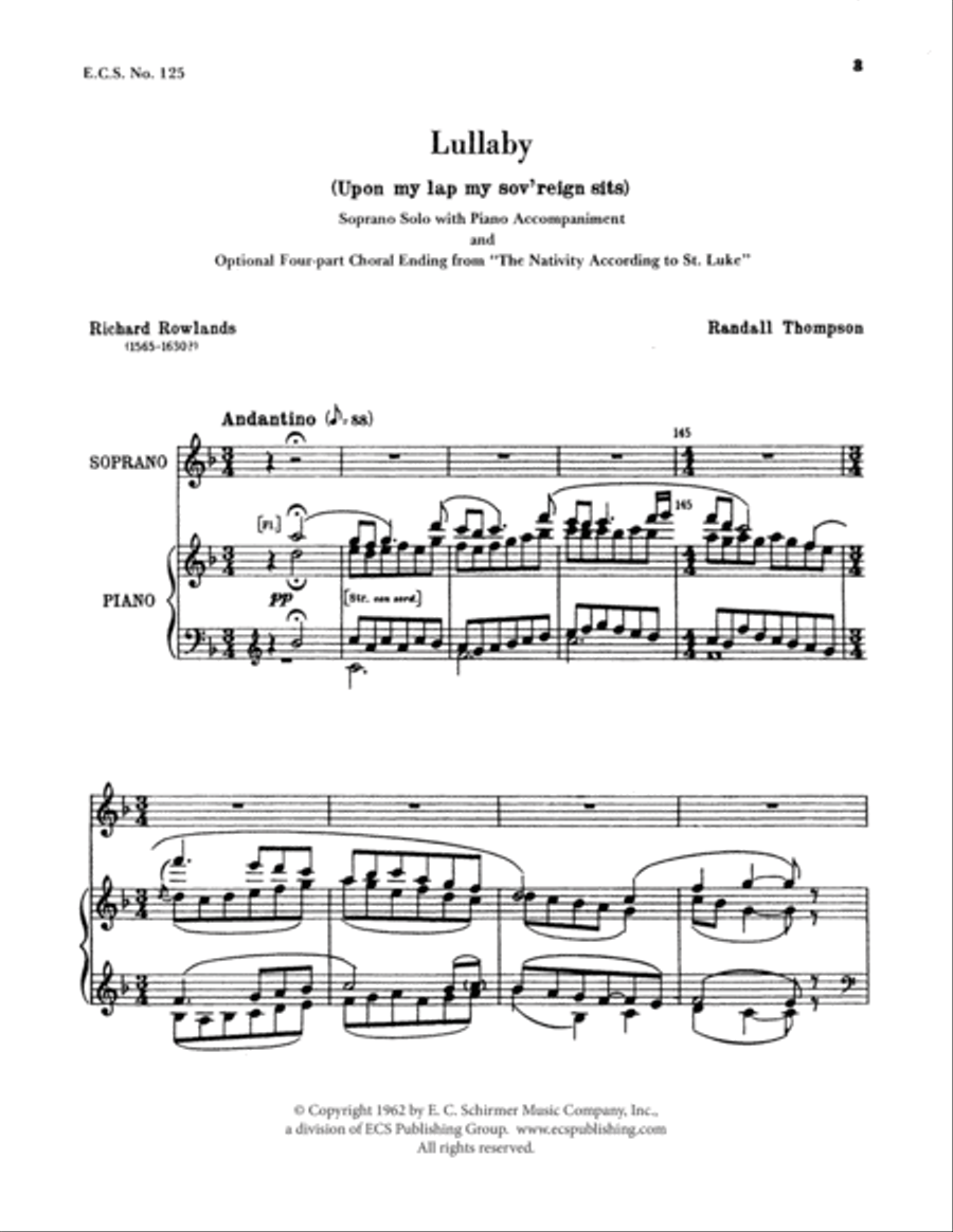 Lullaby (Upon my lap my sov'reign sits) 4-Part scores gallery preview page 2