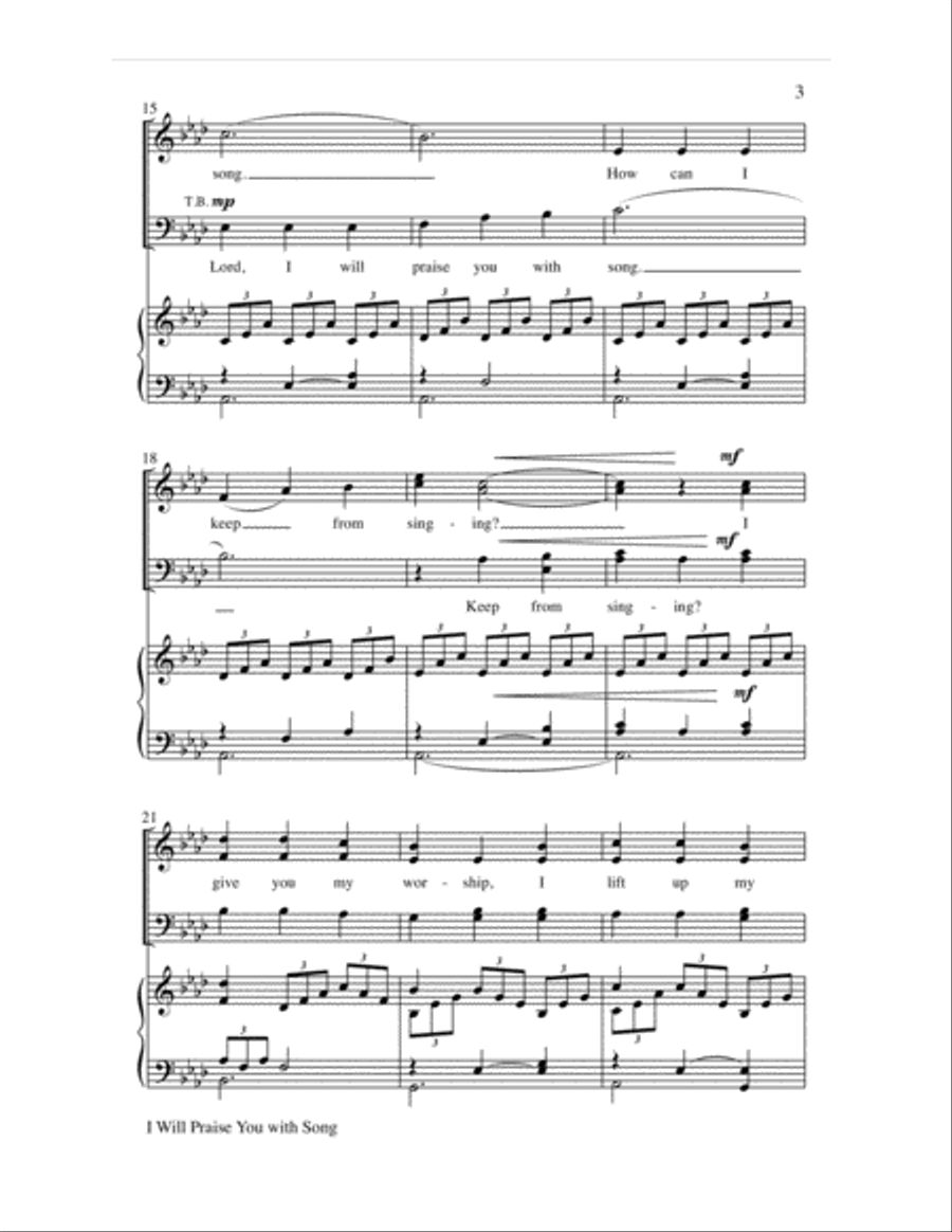 I Will Praise You with Song 4-Part scores gallery preview page 4