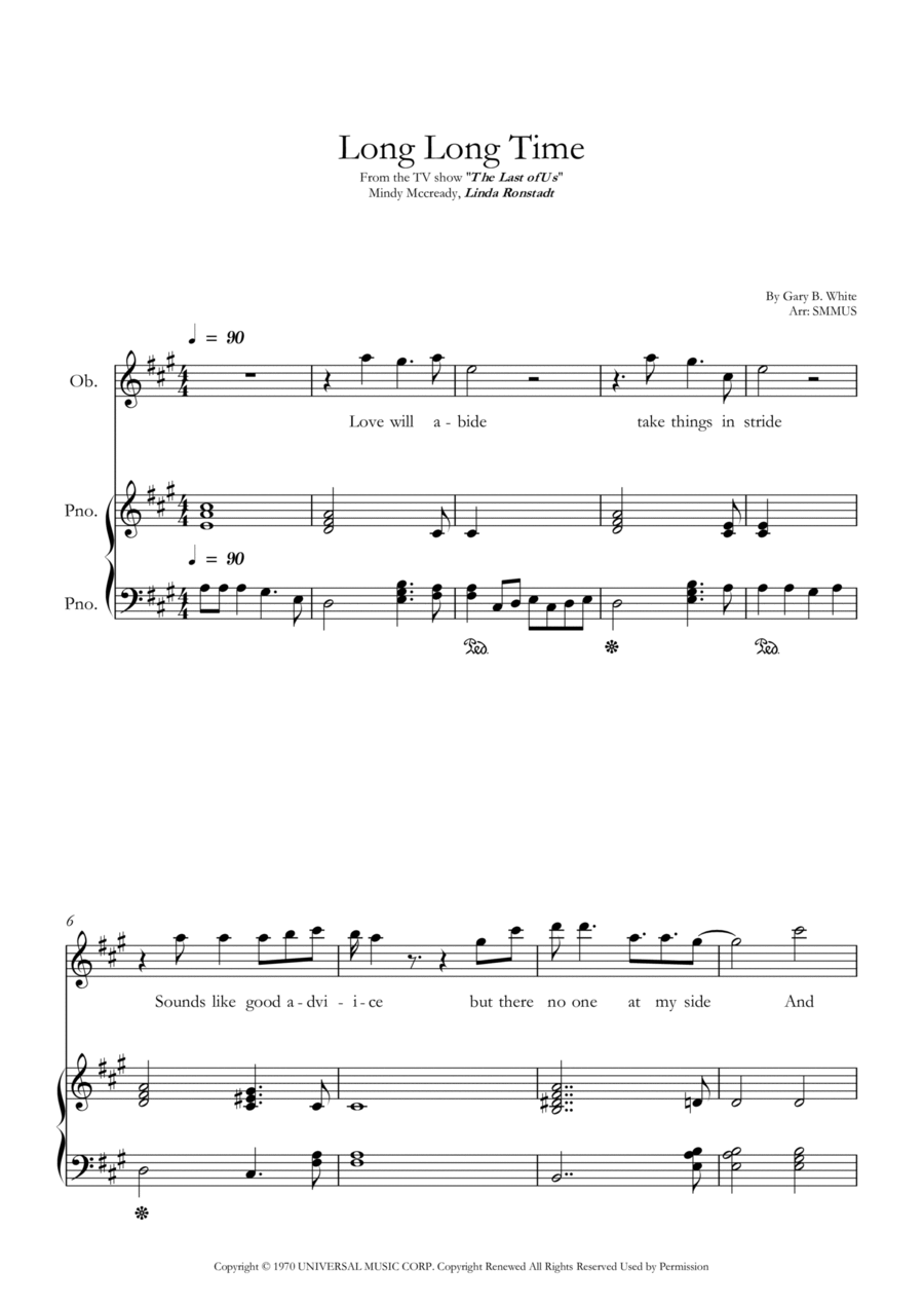 Long Long Time Piano scores gallery preview page 1