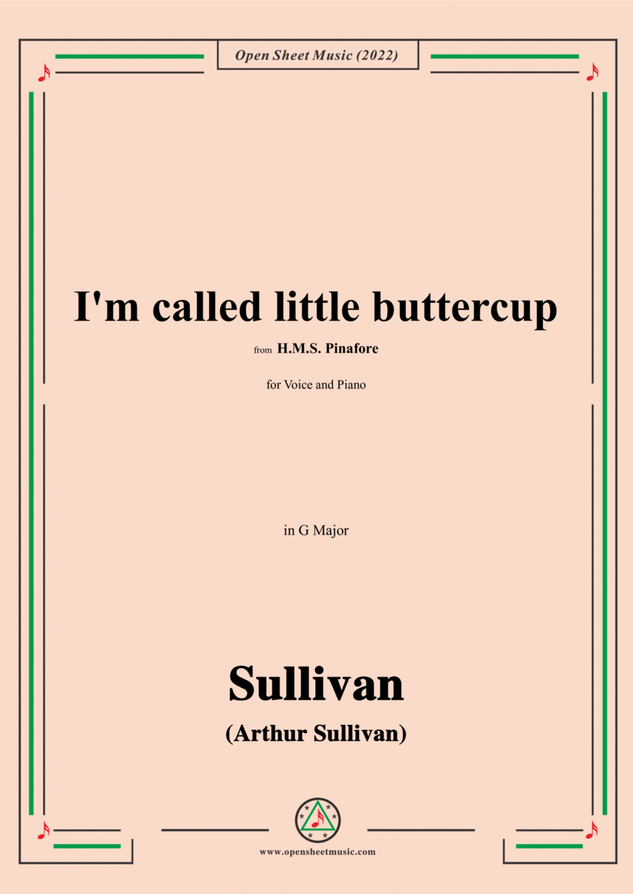 Sullivan-I'm called little buttercup,from H.M.S. Pinafore,in G Major Voice scores gallery preview page 1