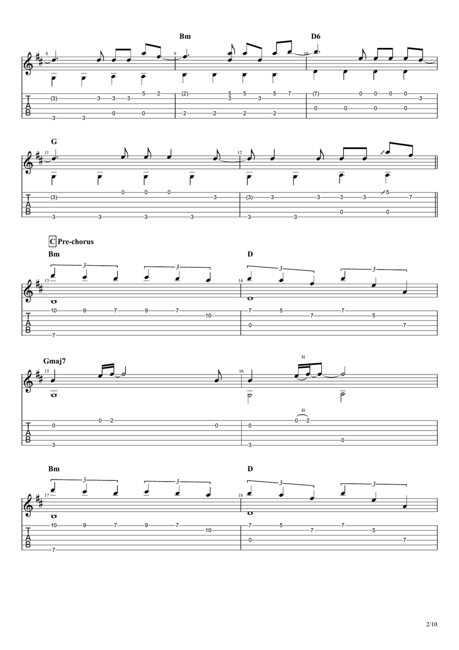 Wolves Guitar Tablature scores gallery preview page 2