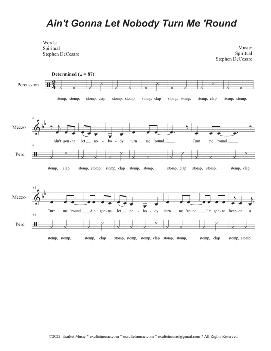 Ain't Gonna Let Nobody Turn Me 'Round (Mezzo solo with Vocal Quartet (SATB) image number null