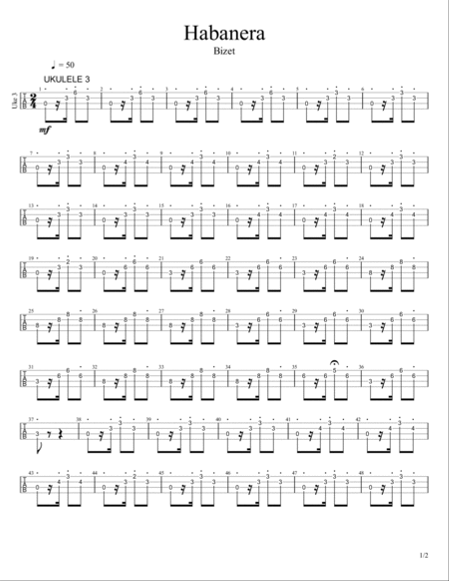 Habanera - Bizet - Ukulele Ensemble Ukulele scores gallery preview page 6