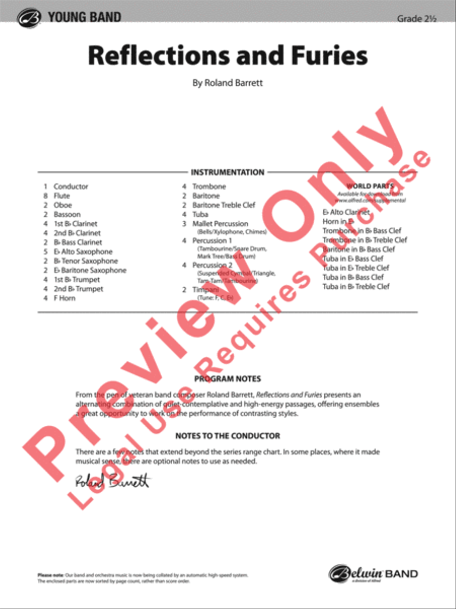 Reflections and Furies Concert Band scores gallery preview page 2