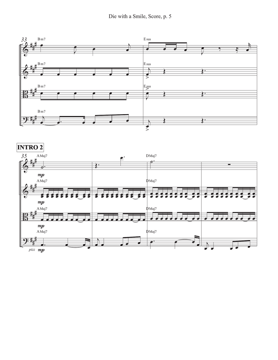 Die With A Smile String Quartet scores gallery preview page 5