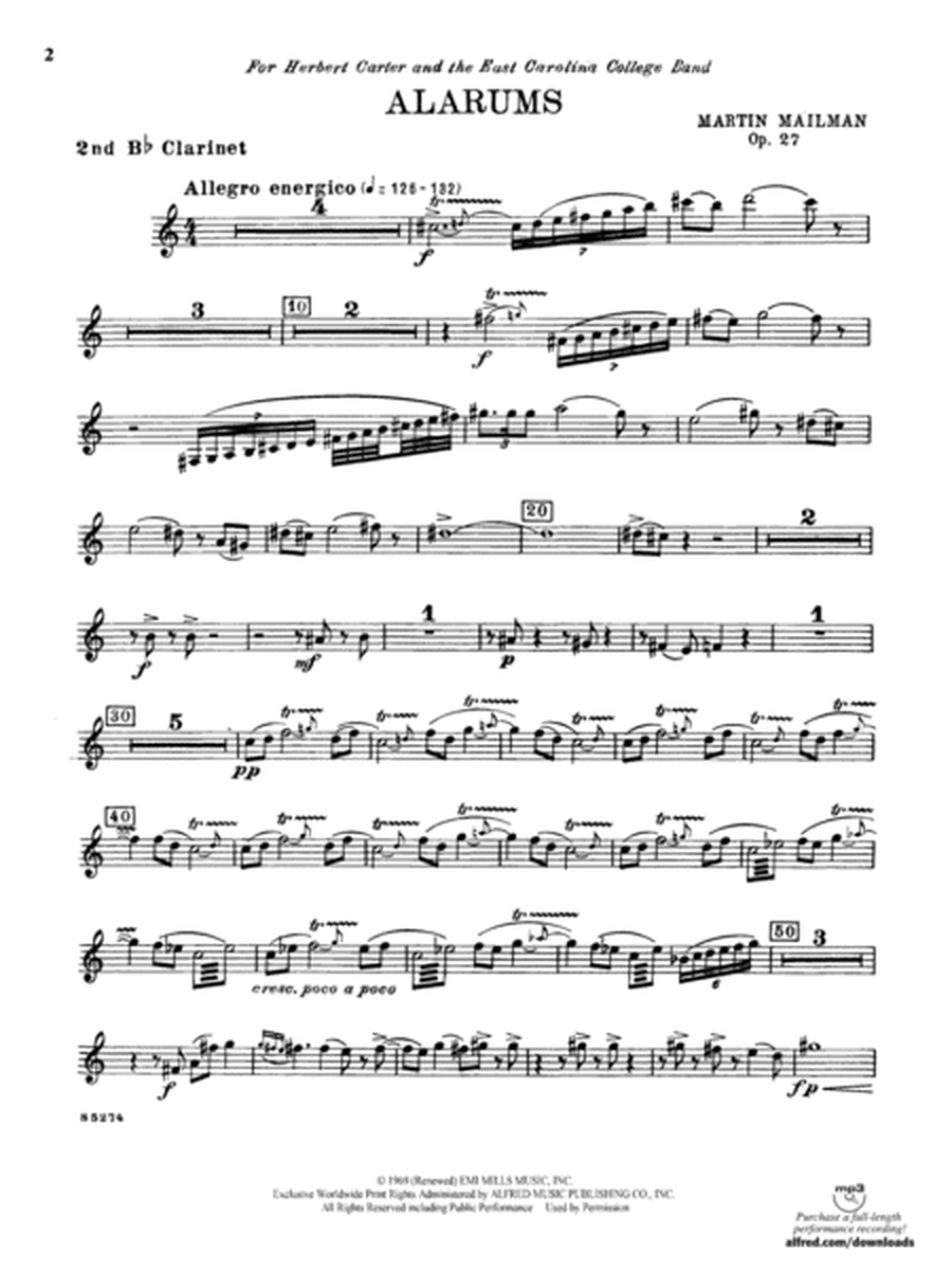 Alarums, Op. 27: 2nd B-flat Clarinet
