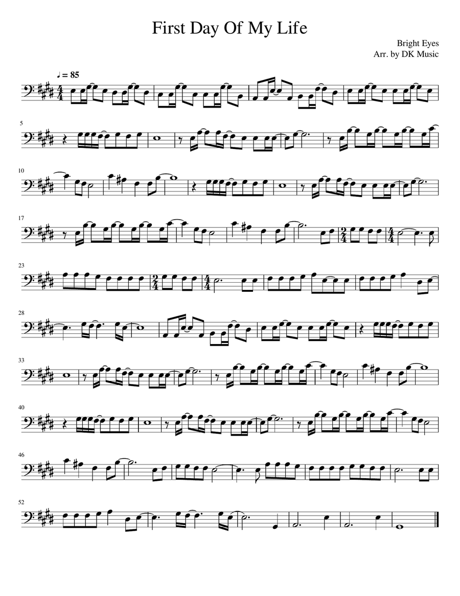 First Day Of My Life First Day Of My Life Cello Solo scores gallery preview page 1