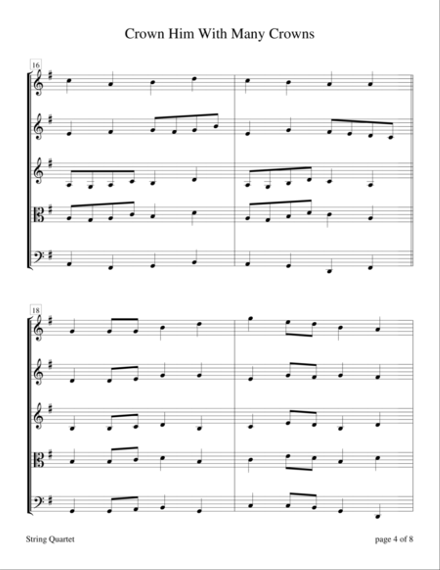 Crown Him With Many Crowns (String Quartet) String Quartet scores gallery preview page 6