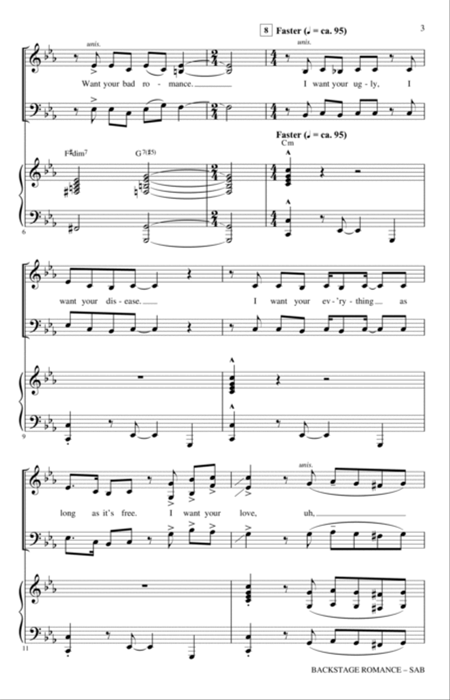 Backstage Romance (from Moulin Rouge! The Musical) 3-Part scores gallery preview page 2