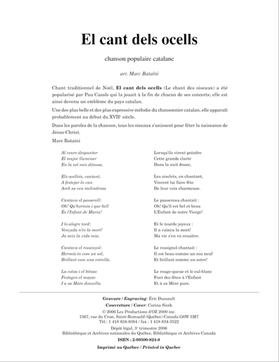 El cant dels ocells El cant dels ocells Guitar Ensemble scores gallery preview page 1