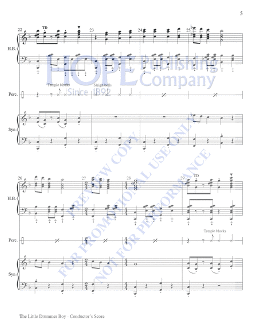 Little Drummer Boy Little Drummer Boy Handbell Choir scores gallery preview page 5