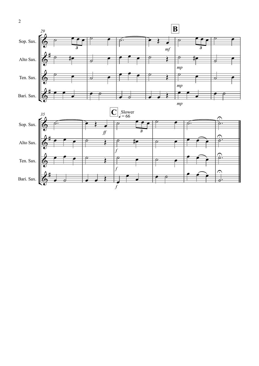 Amazing Grace for Saxophone Quartet Saxophone Quartet scores gallery preview page 2