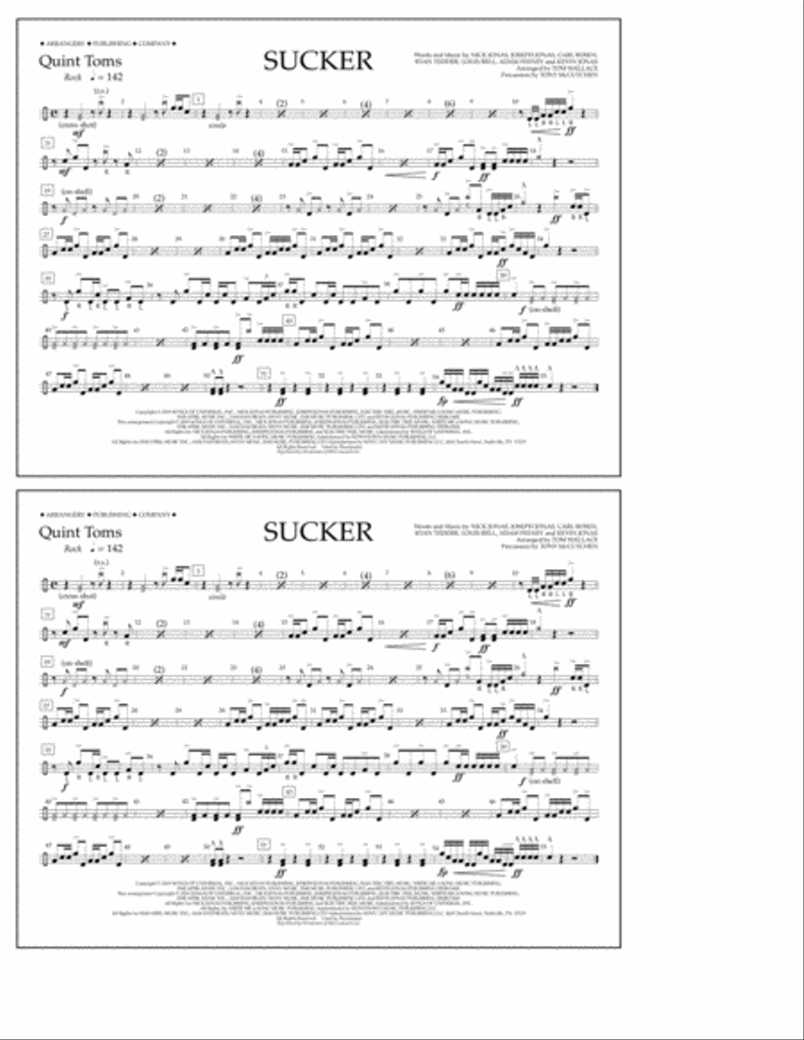 Sucker (arr. Tom Wallace) - Quint-Toms Marching Band scores gallery preview page 1