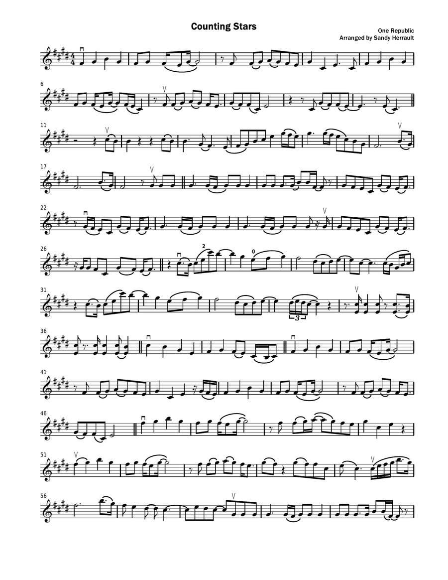 Counting Stars Violin Solo scores gallery preview page 1