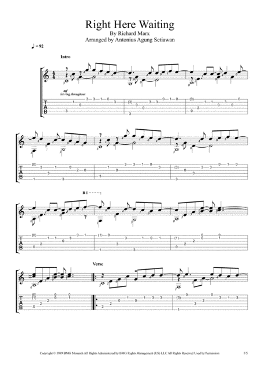 Right Here Waiting Acoustic Guitar scores gallery preview page 1